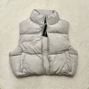 Streetwear Society Quilted Puffer Vest Light Gray Size L NWT